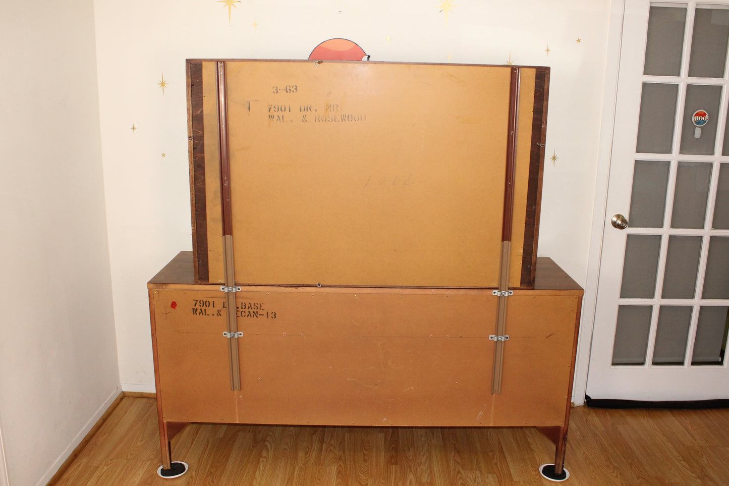 Kent Coffey Perspecta Walnut Lowboy Dresser w/Mirror