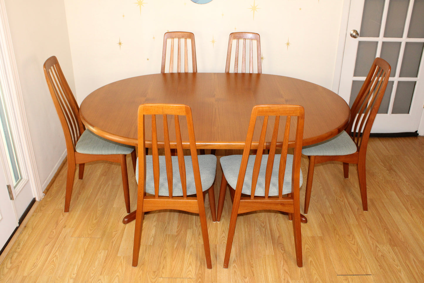 Danish Teak Extending Dining Table w/ 2 Leaves