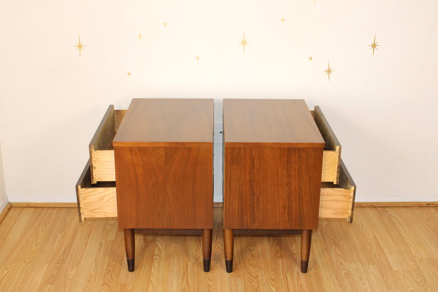 Pair of Mid-Century Modern Walnut Nightstands