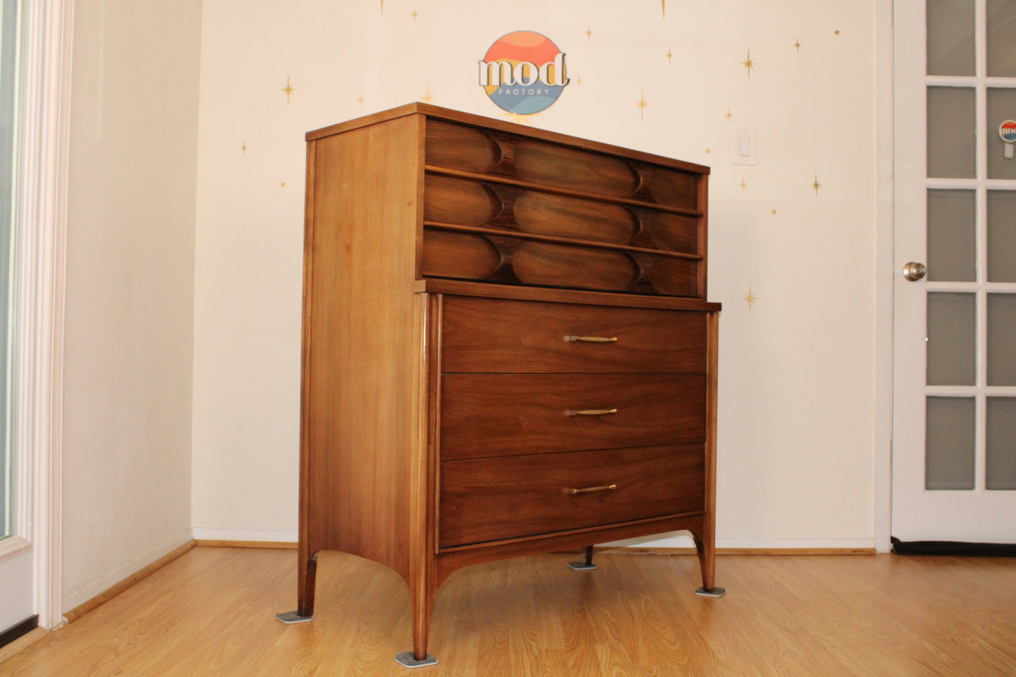 Kent Coffey Perspecta Walnut Highboy Dresser