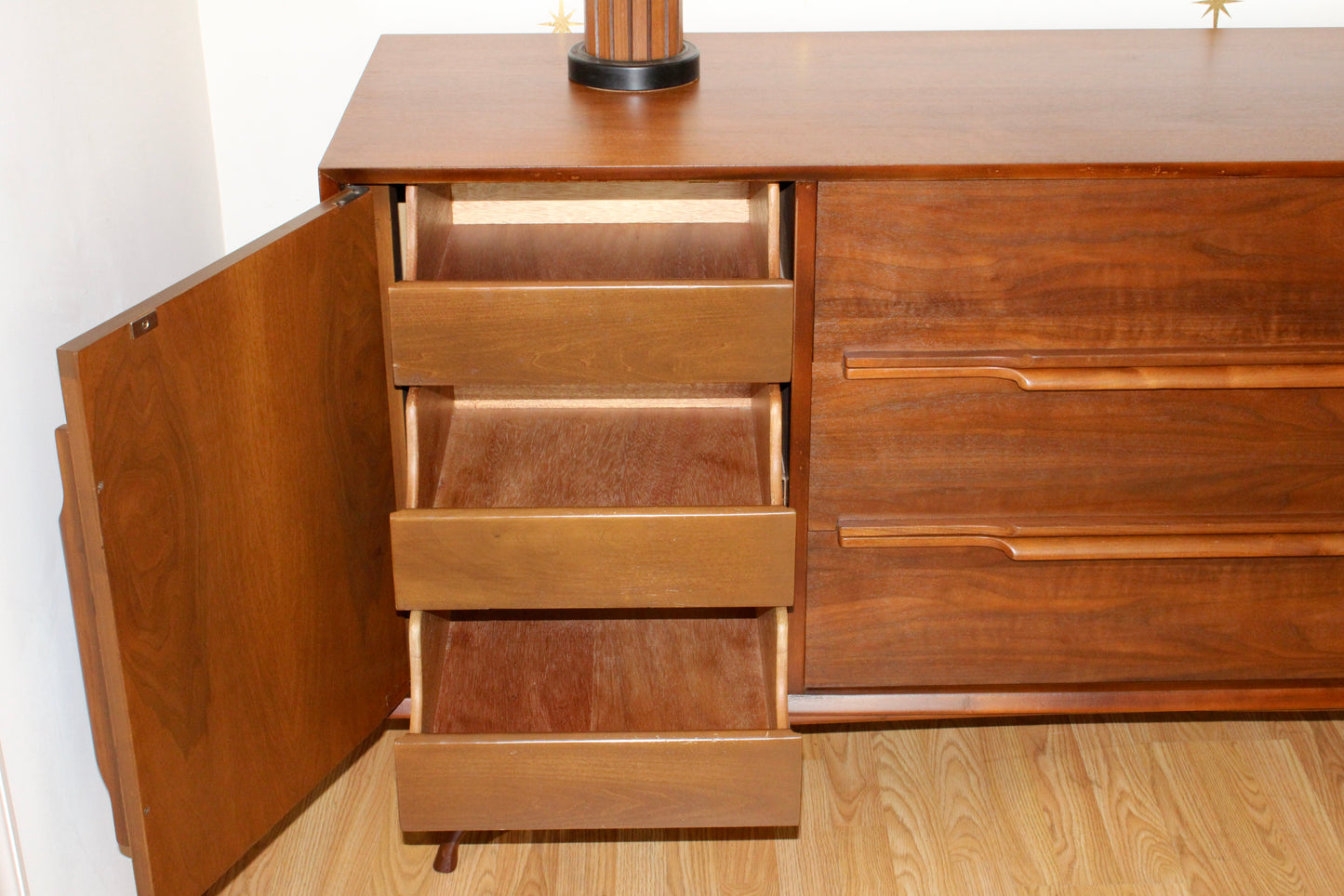 American Modernist Walnut Long Dresser/Credenza