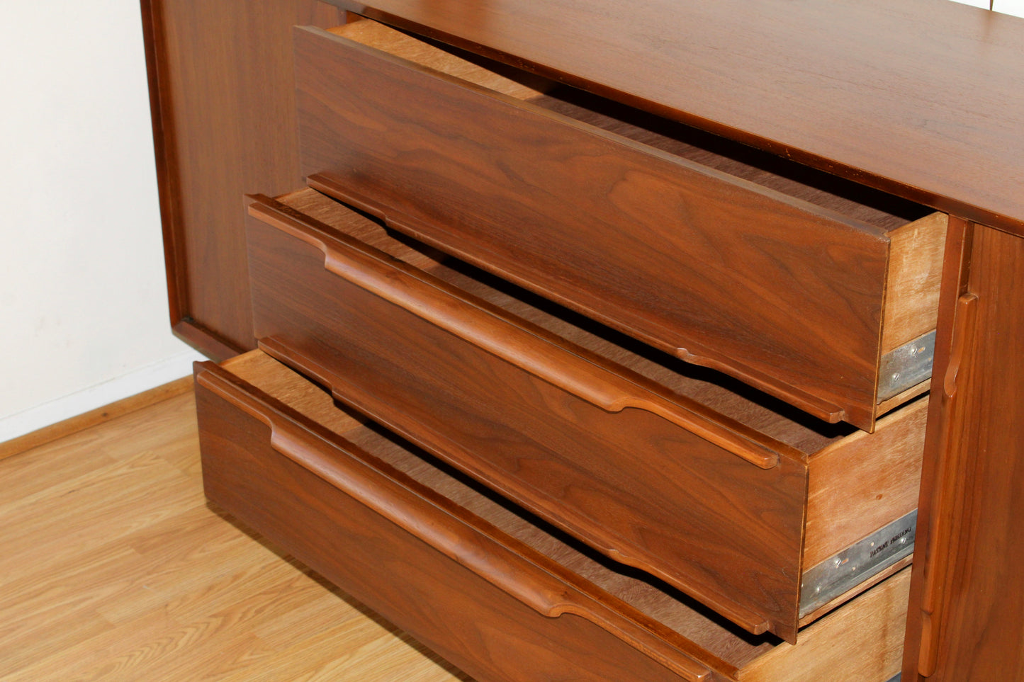 American Modernist Walnut Long Dresser/Credenza