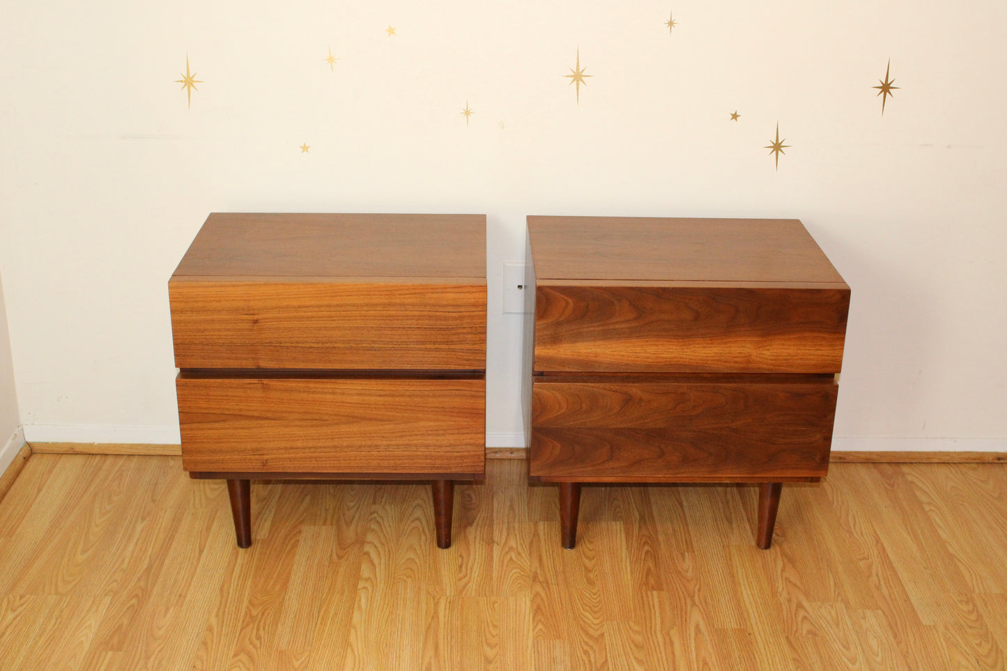 Pair of American Modernist Walnut Nightstands