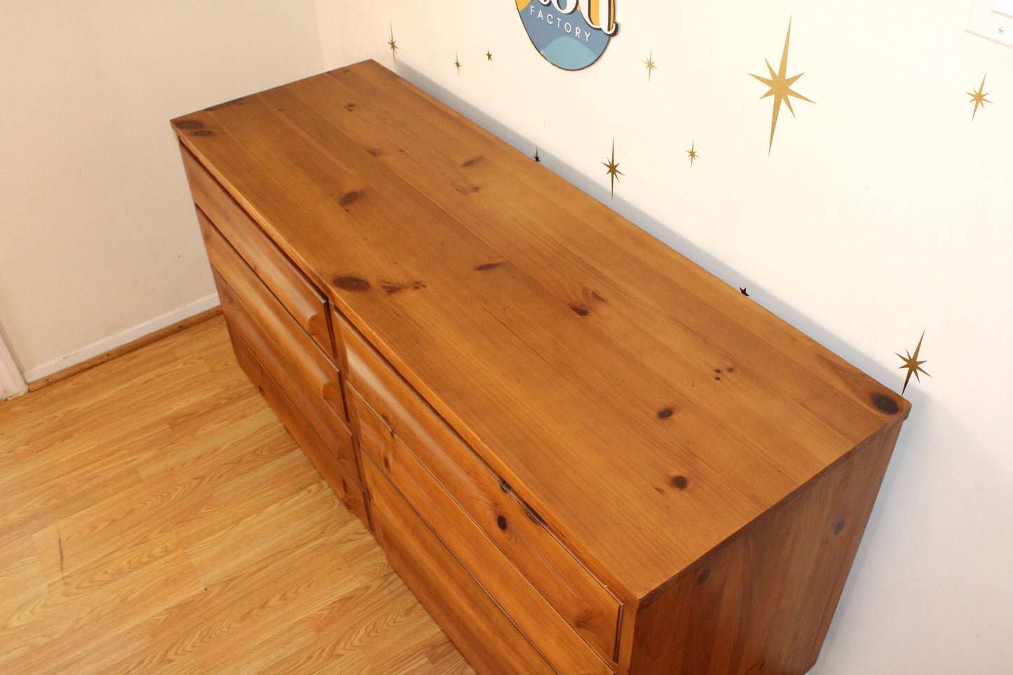 American Modernist Solid Pine Double Dresser