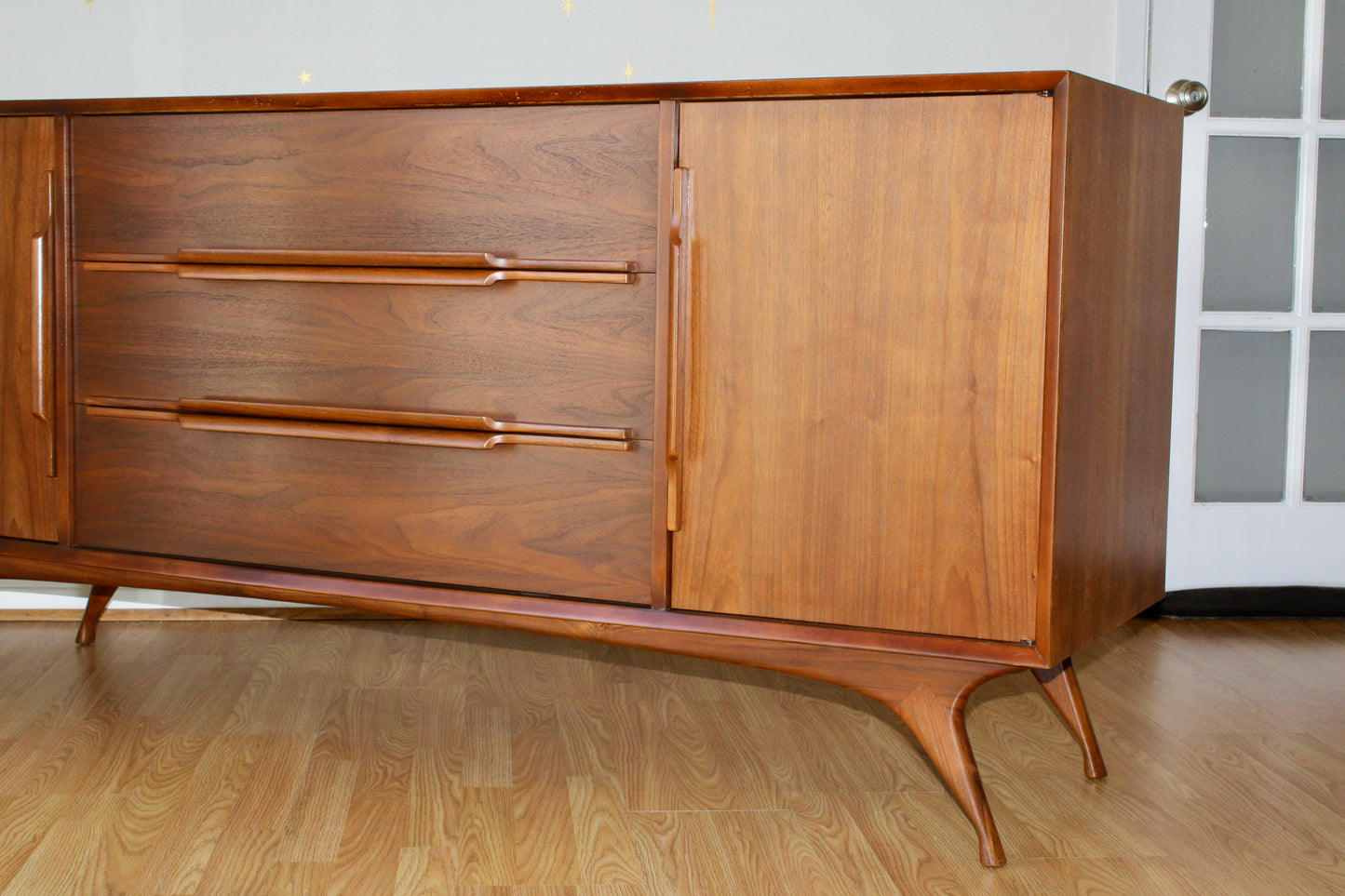 American Modernist Walnut Long Dresser/Credenza