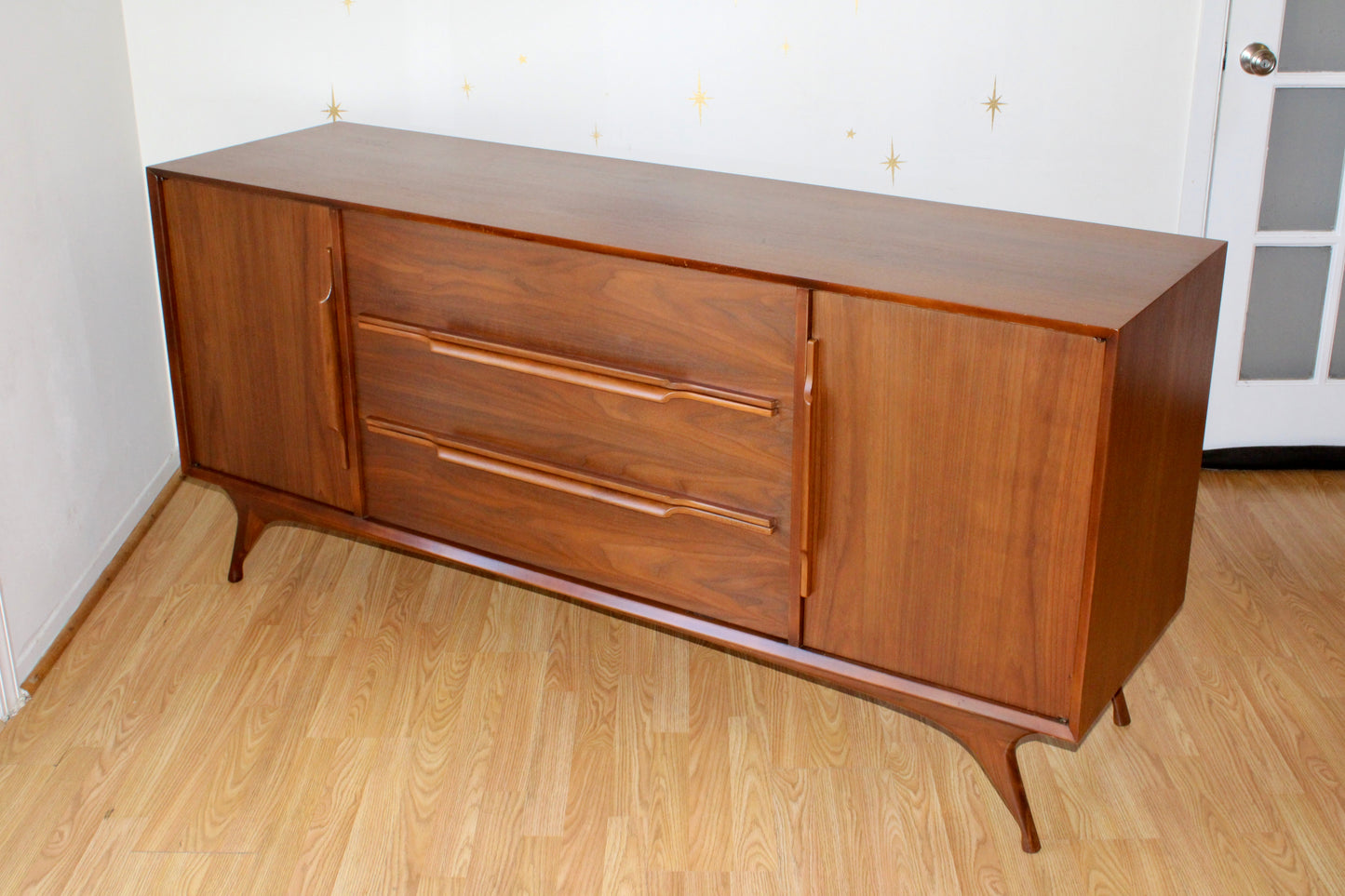 American Modernist Walnut Long Dresser/Credenza