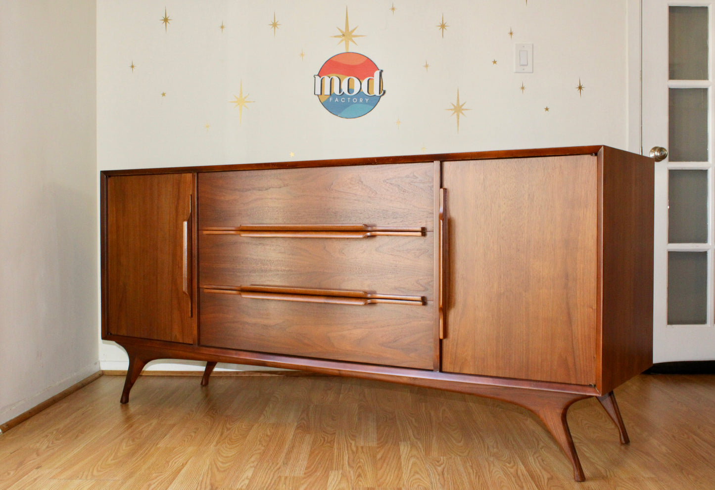 American Modernist Walnut Long Dresser/Credenza