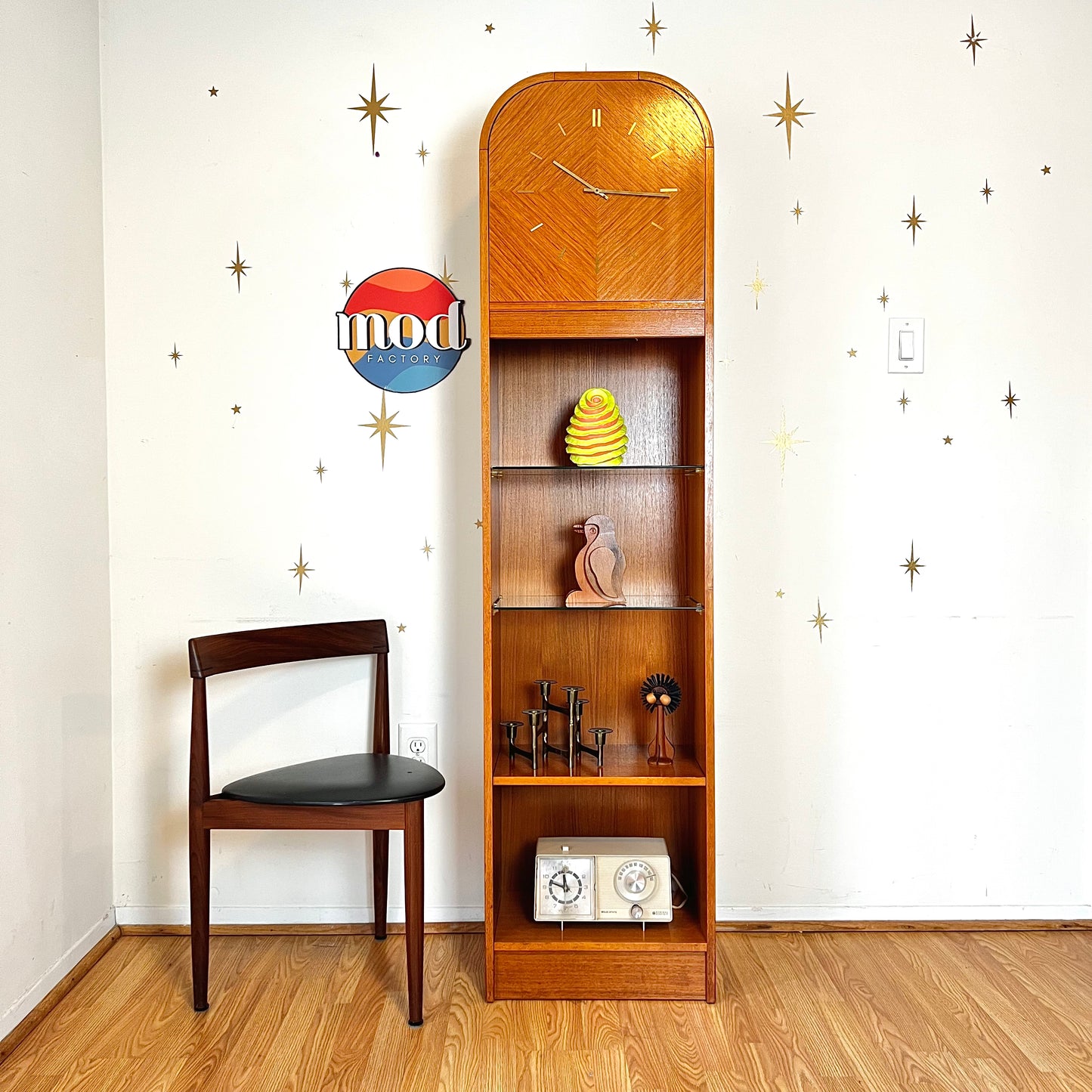 Danish Modern Teak Clock w/ Lighted Display