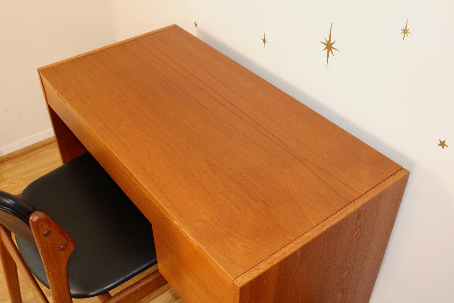 Danish Teak Flip Top Vanity w/ Mirror by Vitré