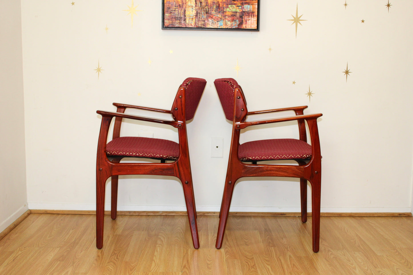 Pair-Danish Rosewood Erik Buch Rosewood Armchairs Model 50