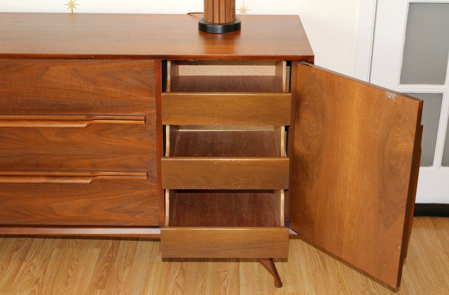 American Modernist Walnut Long Dresser/Credenza