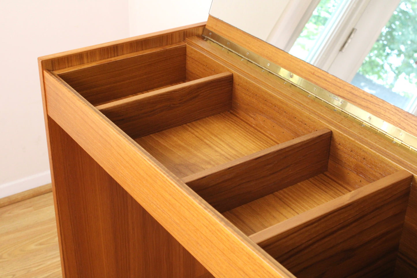 Danish Teak Flip Top Vanity w/ Mirror by Vitré