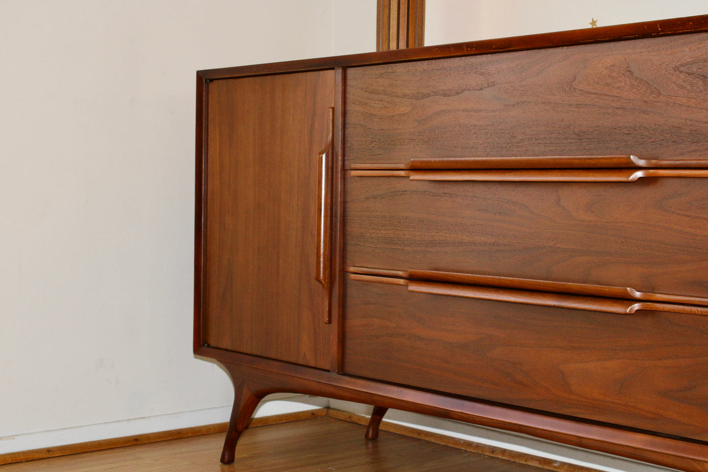 American Modernist Walnut Long Dresser/Credenza