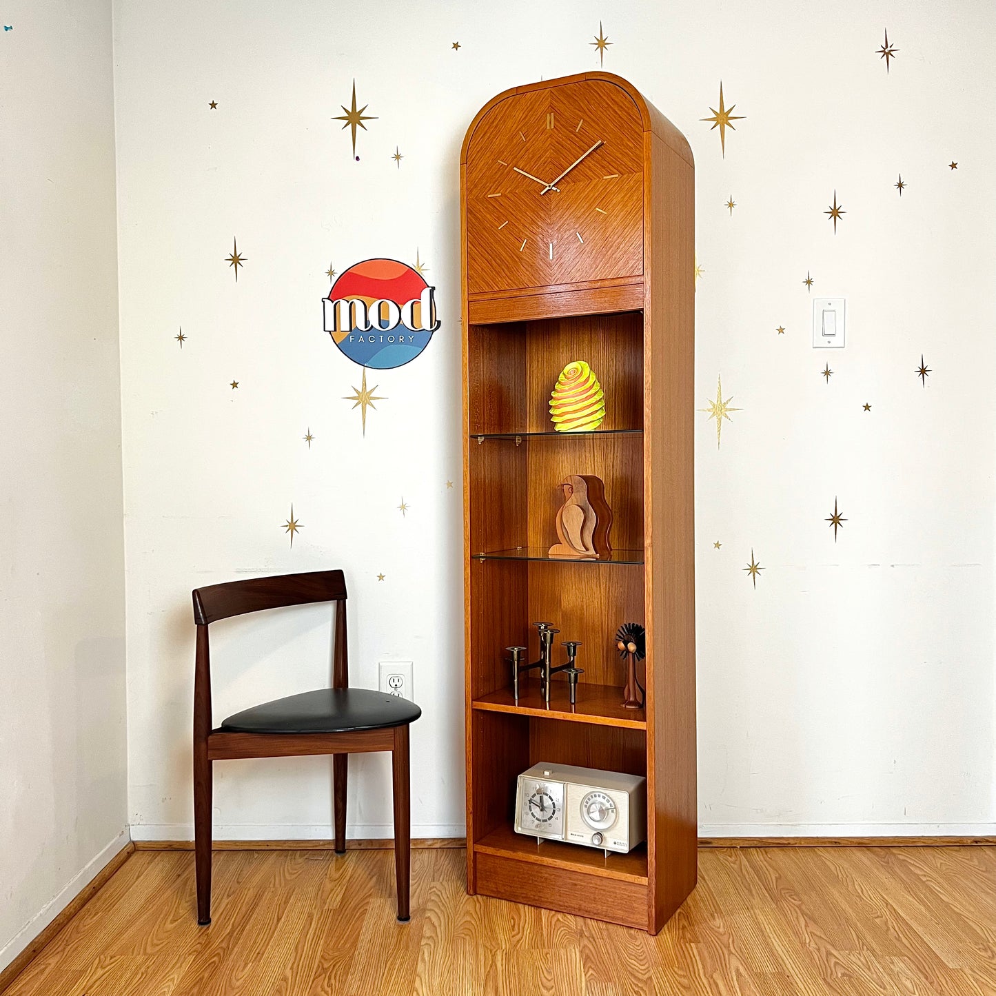 Danish Modern Teak Clock w/ Lighted Display