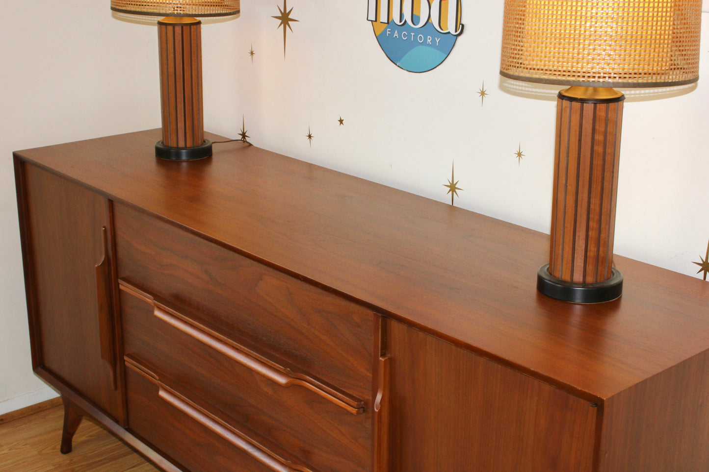 American Modernist Walnut Long Dresser/Credenza