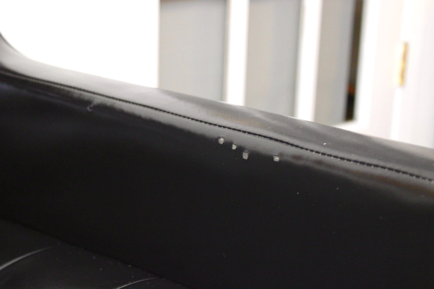 Vintage Black Vinyl Tufted Sofa