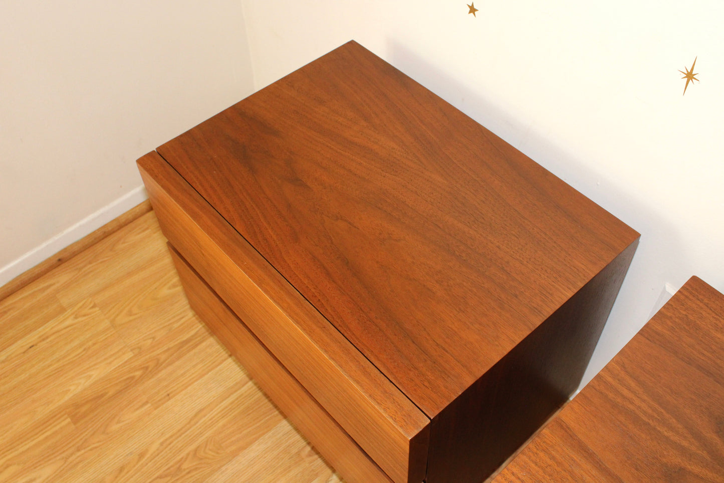 Pair of American Modernist Walnut Nightstands