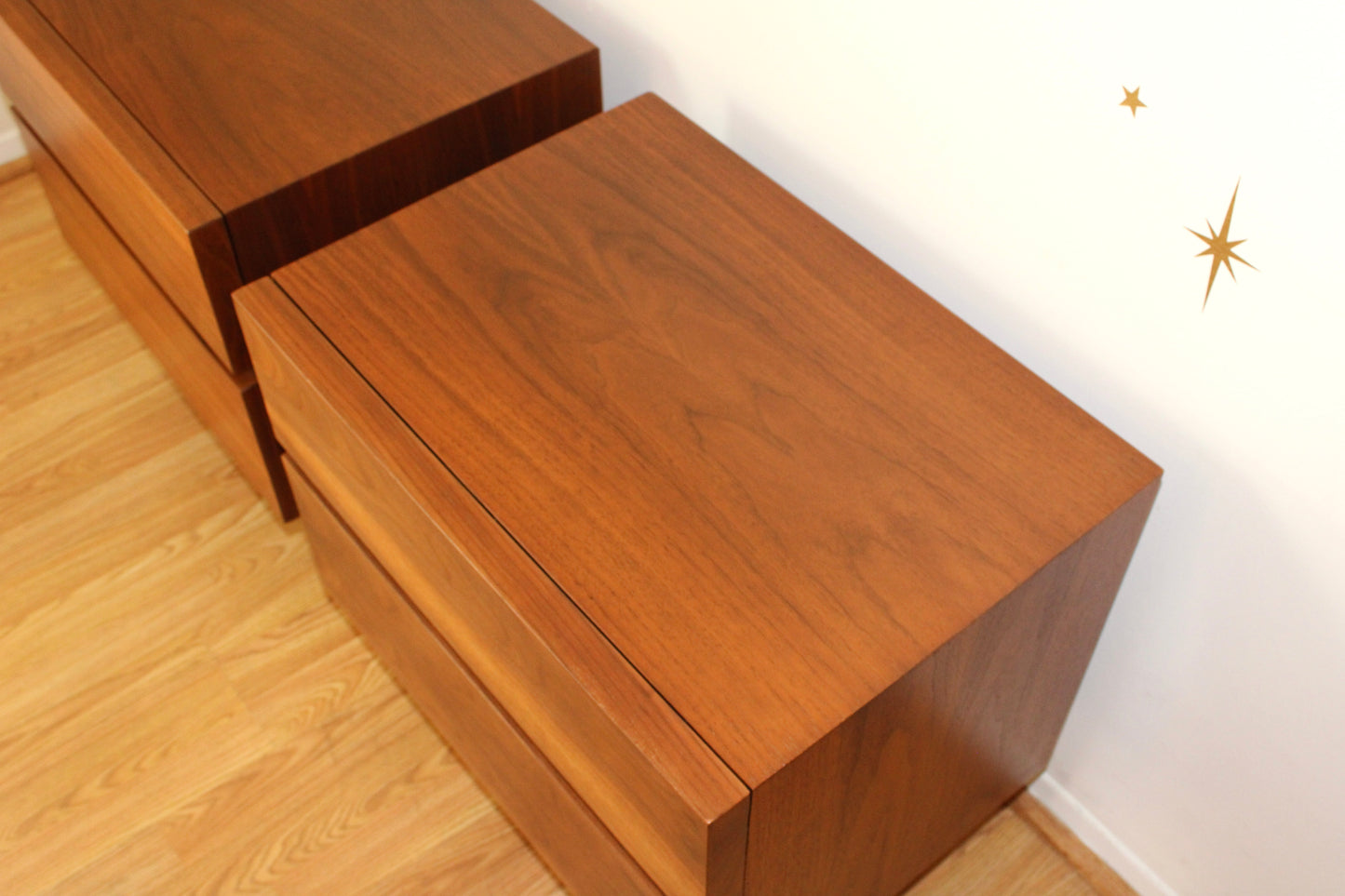 Pair of American Modernist Walnut Nightstands
