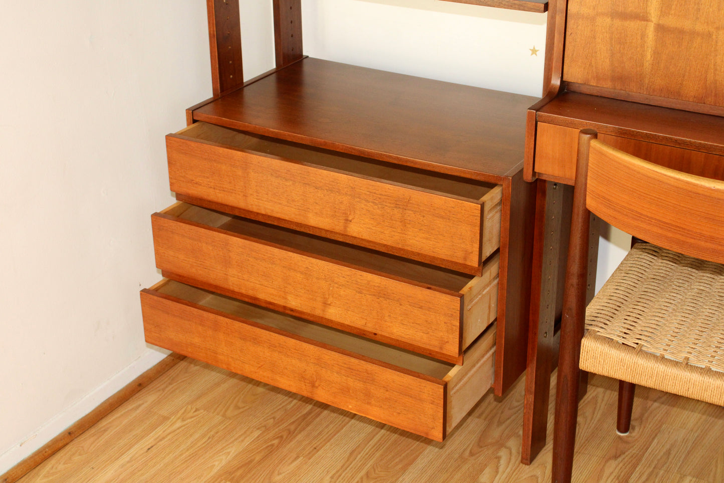 Mid-Century Modern Freestanding 3-Bay Wall Unit/Room Divider