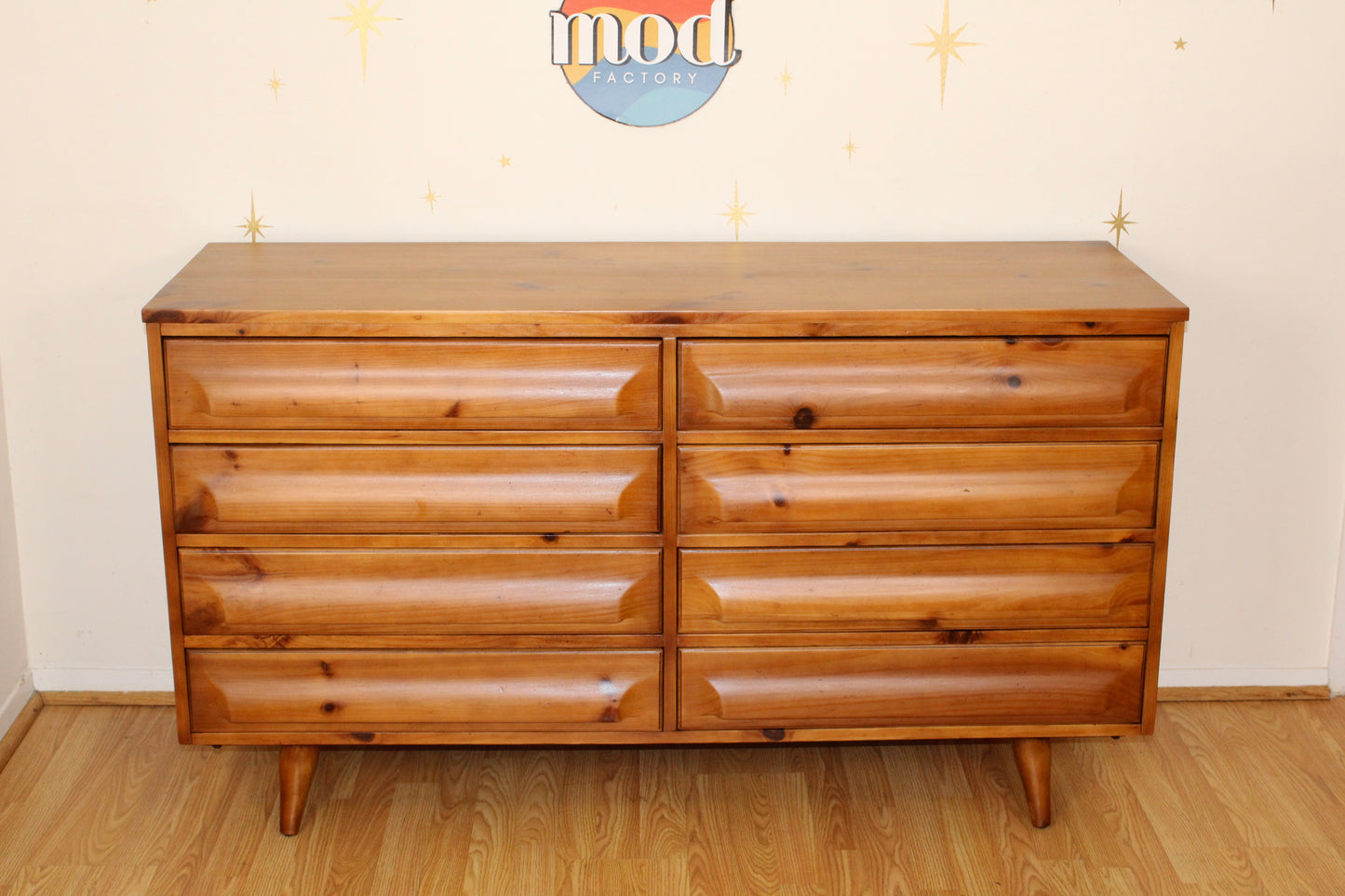 American Modernist Solid Pine Double Dresser