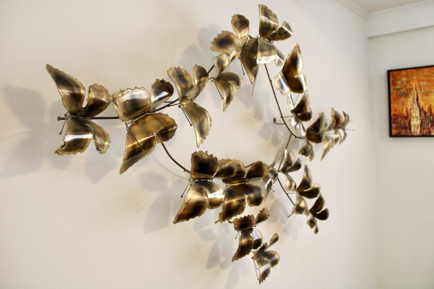 Modernist Brass & Metal Butterfly Wall Sculpture