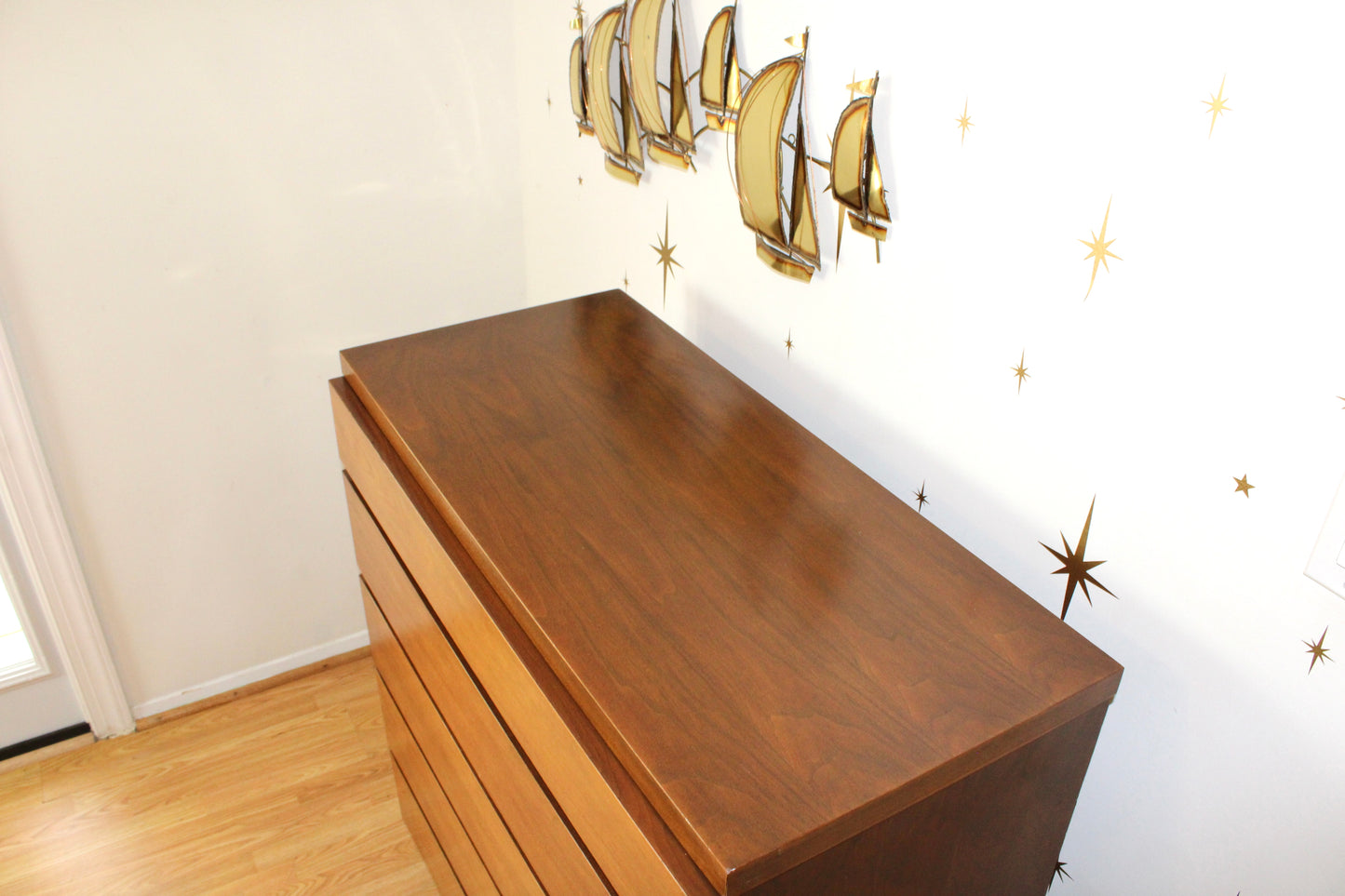 Mid-Century Modern 5 Drawer Walnut Dresser