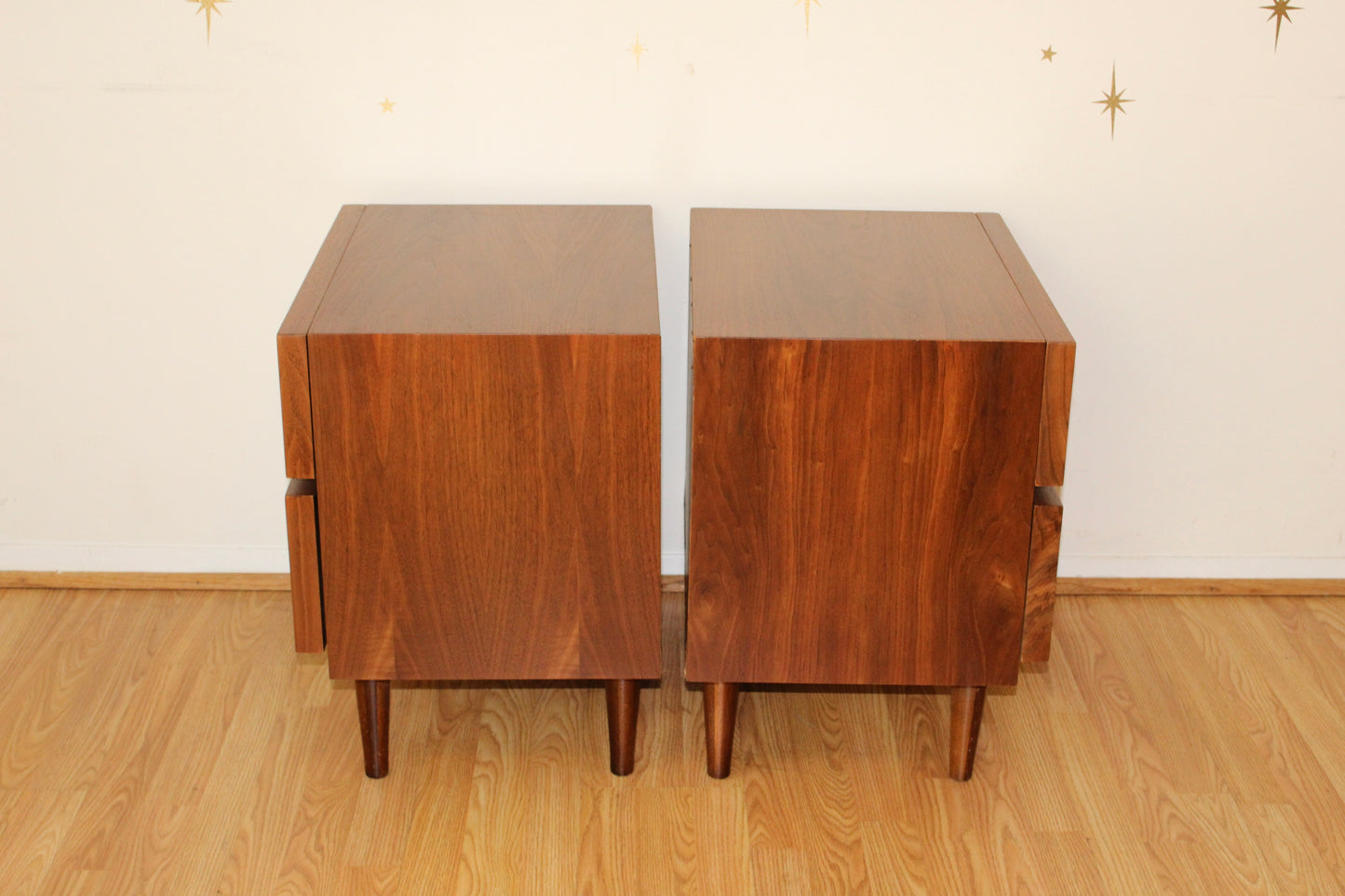Pair of American Modernist Walnut Nightstands