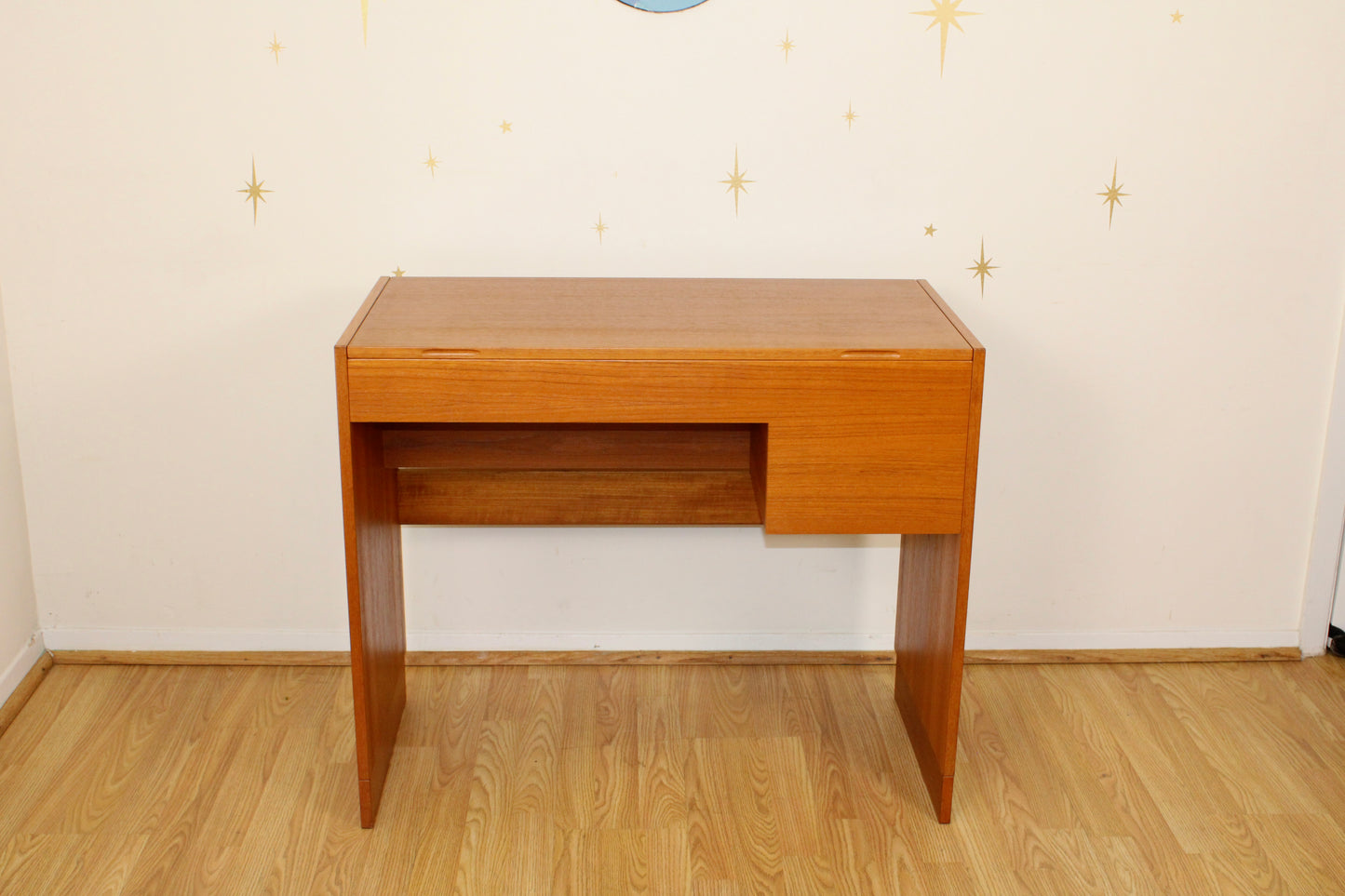 Danish Teak Flip Top Vanity w/ Mirror by Vitré