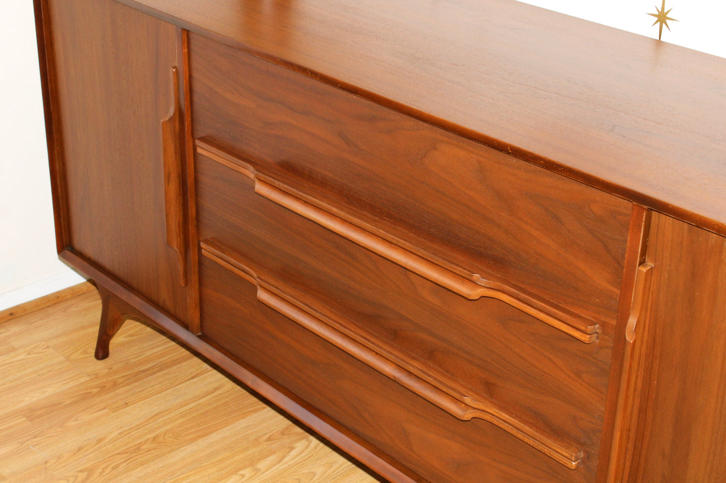 American Modernist Walnut Long Dresser/Credenza
