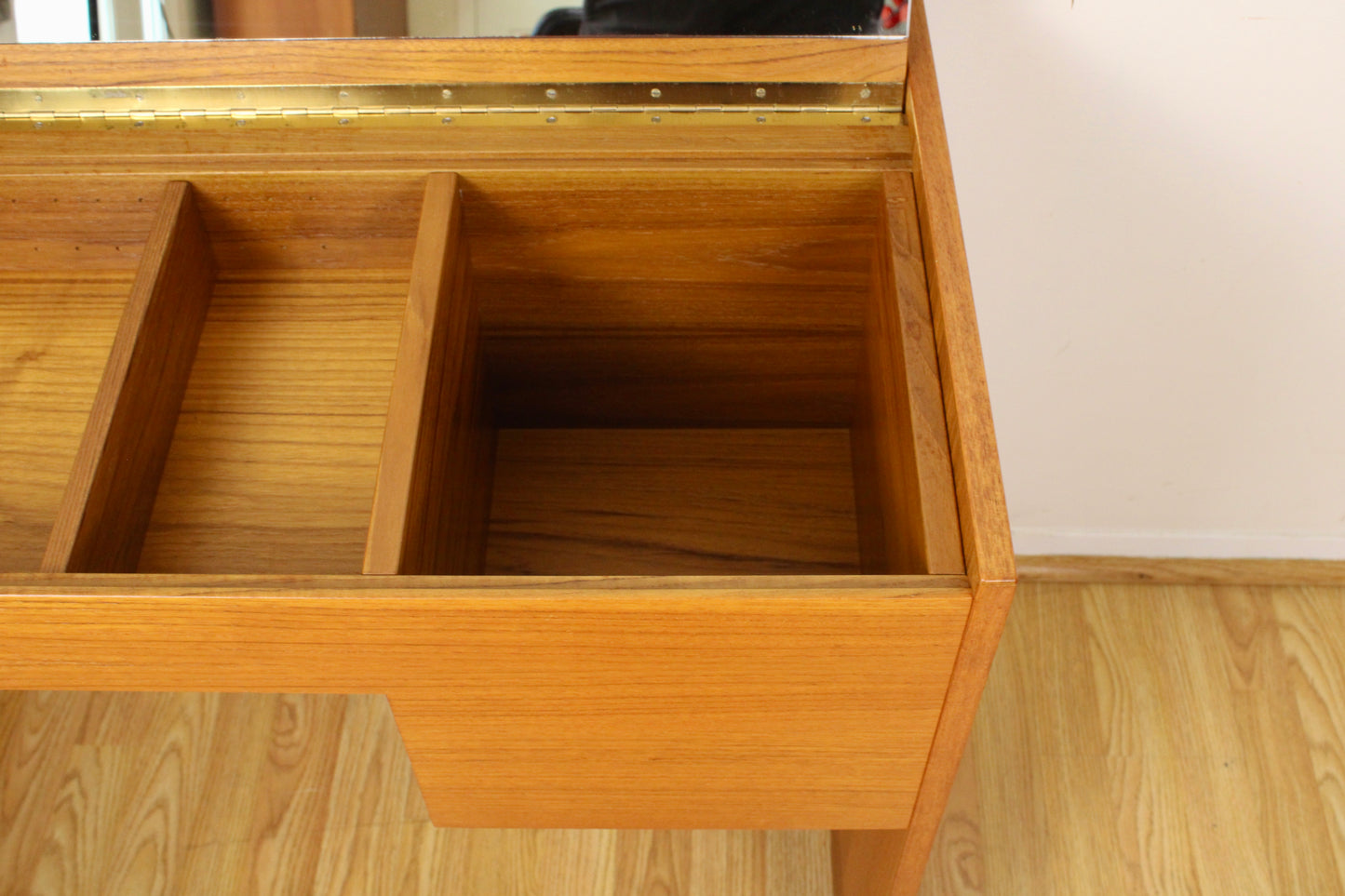 Danish Teak Flip Top Vanity w/ Mirror by Vitré