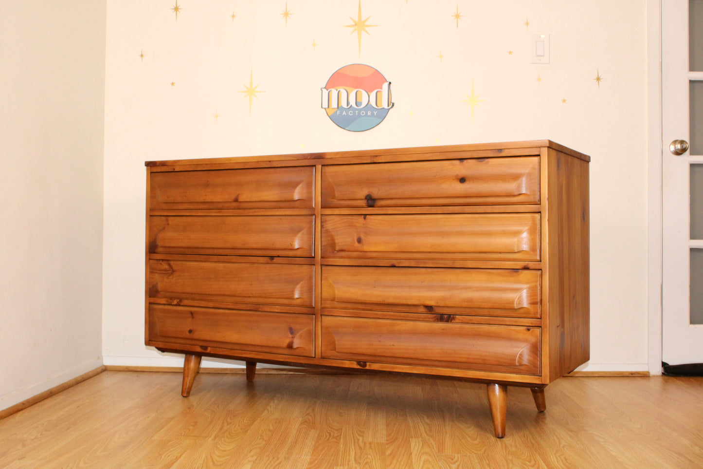 American Modernist Solid Pine Double Dresser