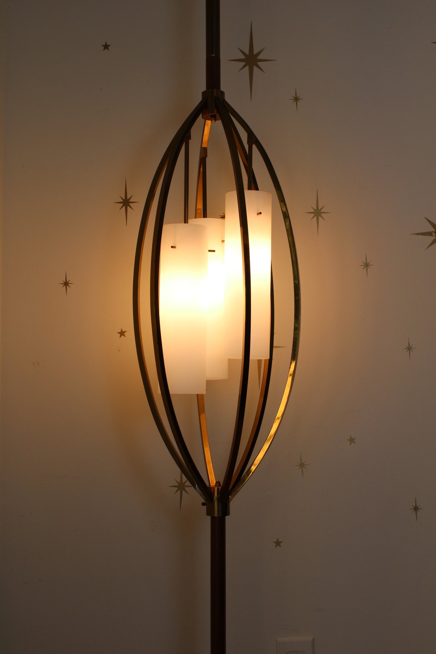 Vintage Brass Tension Pole Floor Lamp