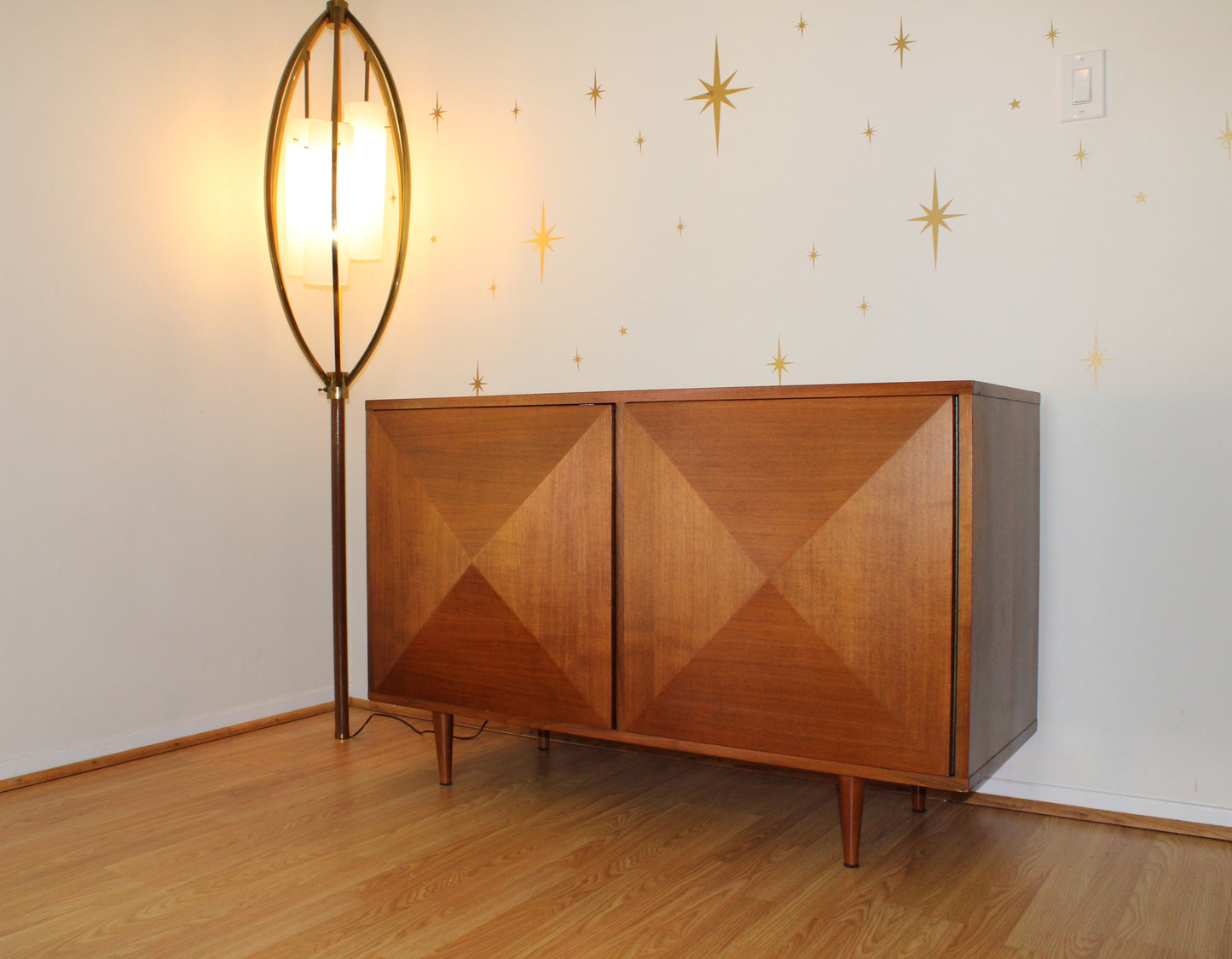 Vintage Brass Tension Pole Floor Lamp