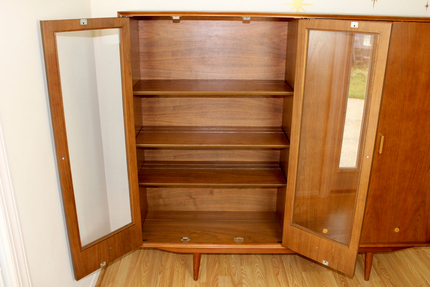 American Modernist Walnut Liquor/Display Cabinet Bookcase