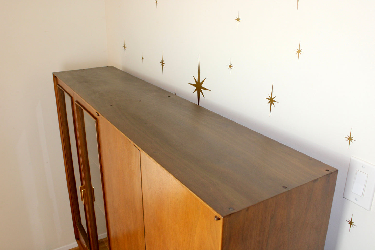American Modernist Walnut Liquor/Display Cabinet Bookcase