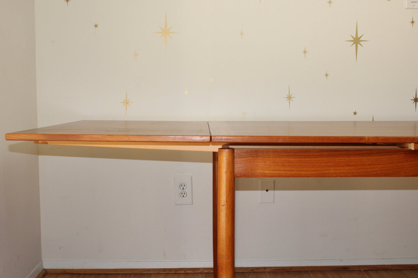 Danish Teak Dining Table w/ Refractory Leaves
