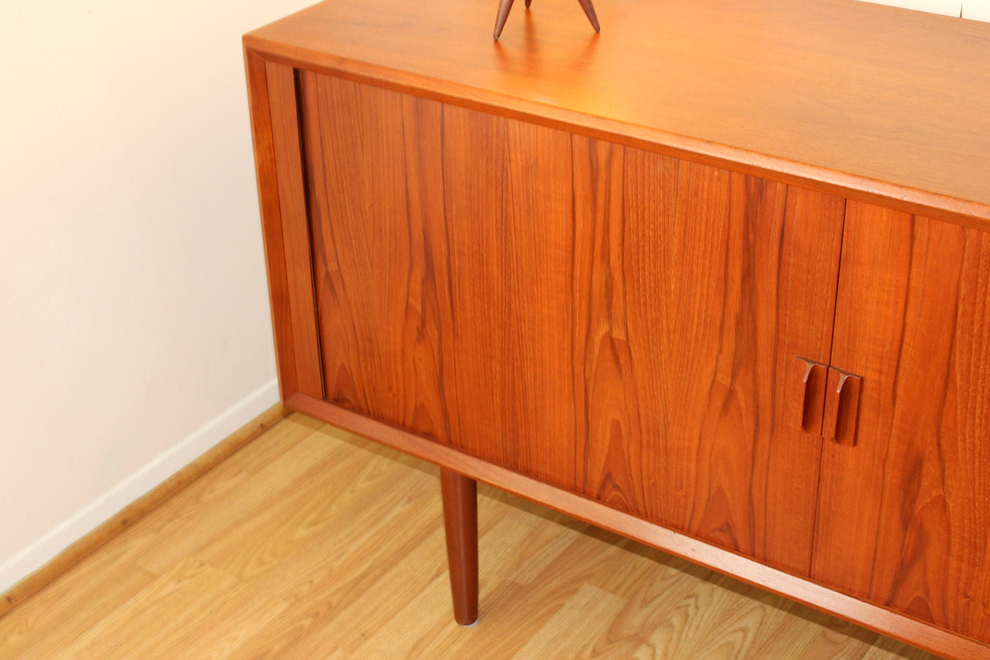 Danish Modern Teak Tambour Door Sideboard
