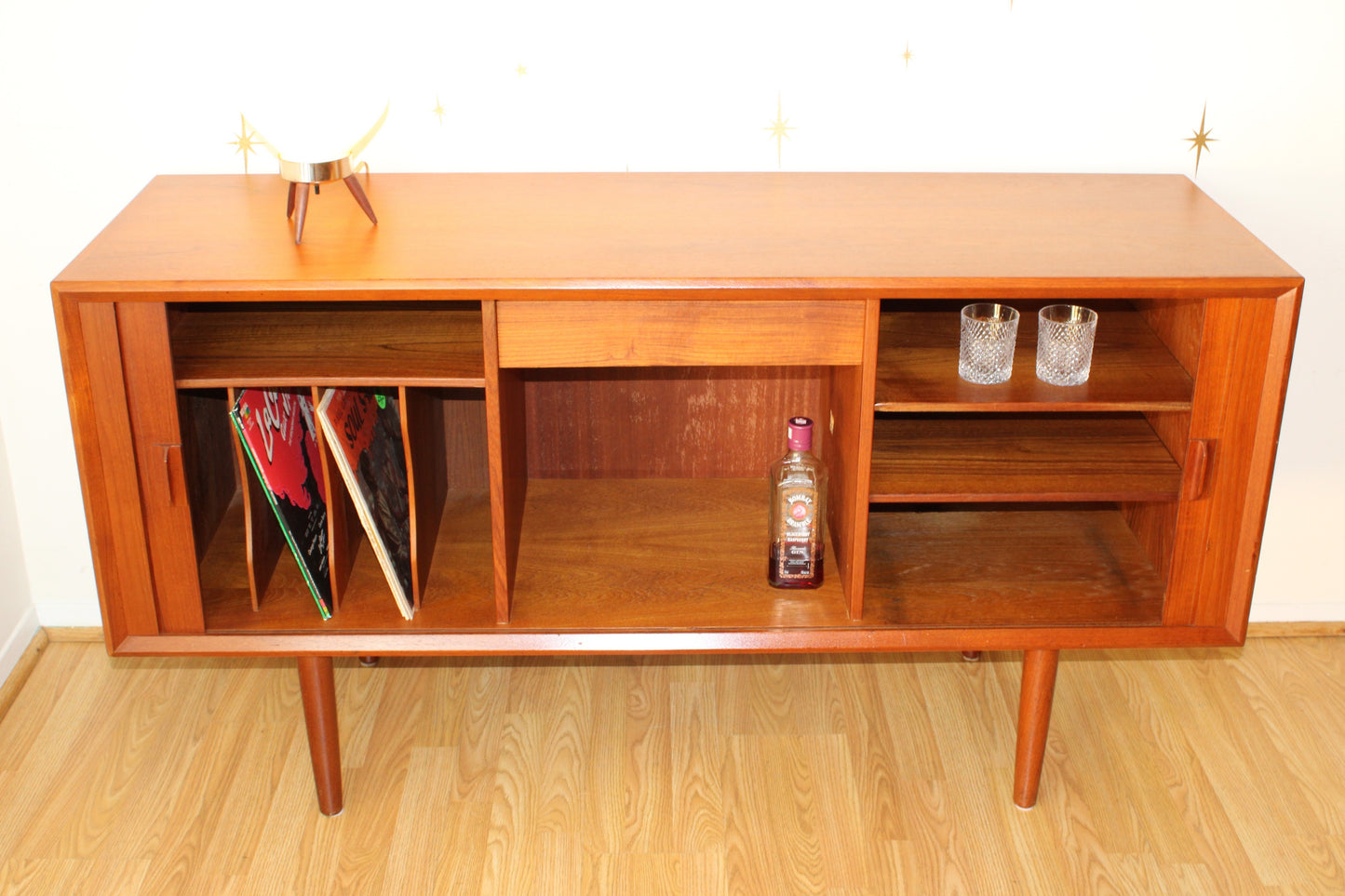 Danish Modern Teak Tambour Door Sideboard
