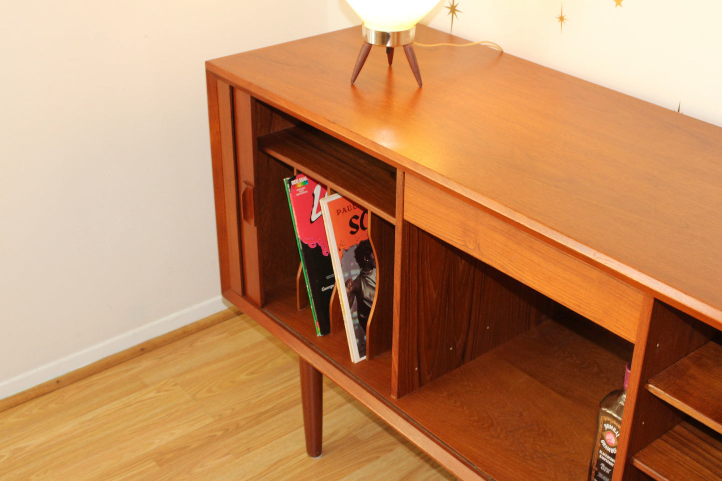 Danish Modern Teak Tambour Door Sideboard