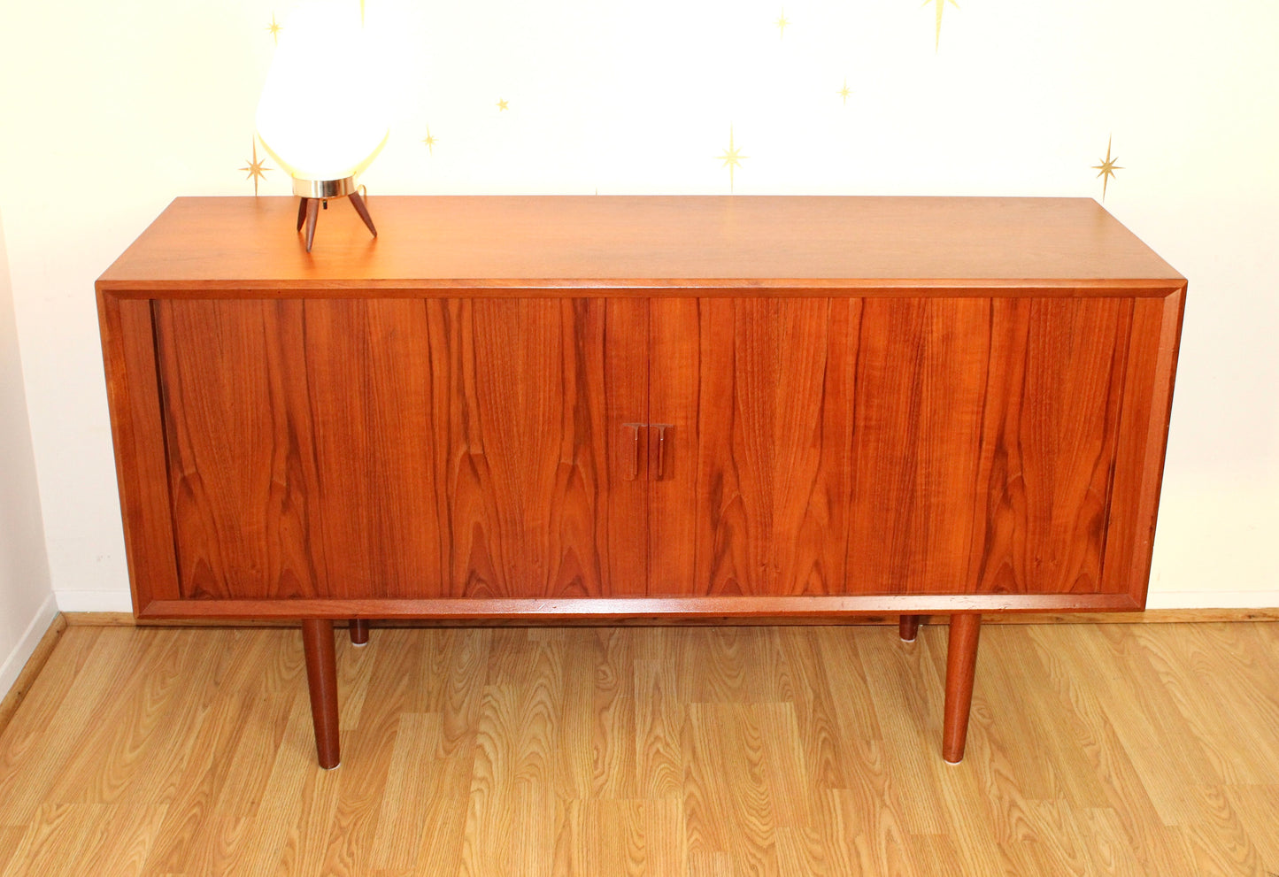 Danish Modern Teak Tambour Door Sideboard