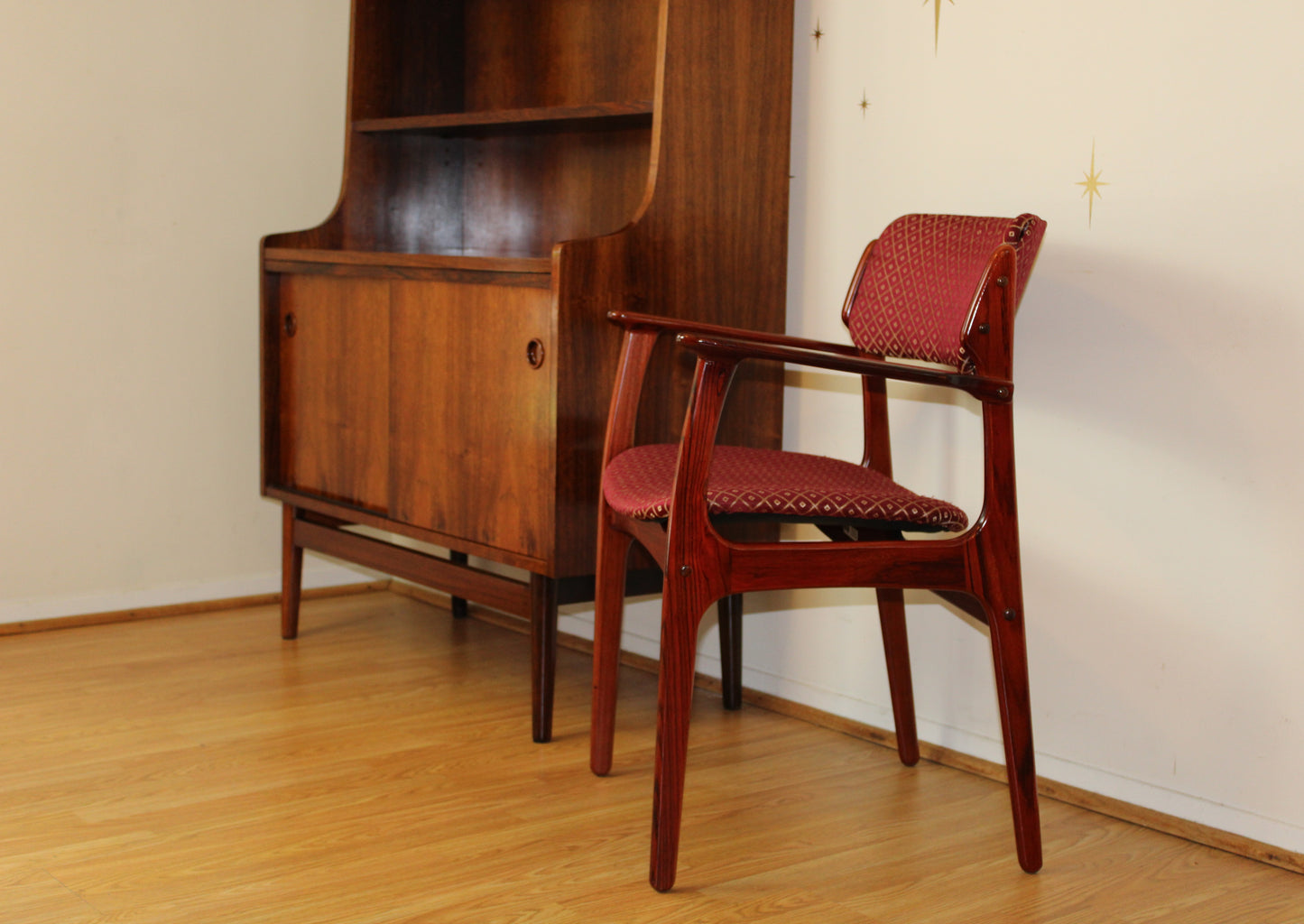 Pair-Danish Rosewood Erik Buch Rosewood Armchairs Model 50
