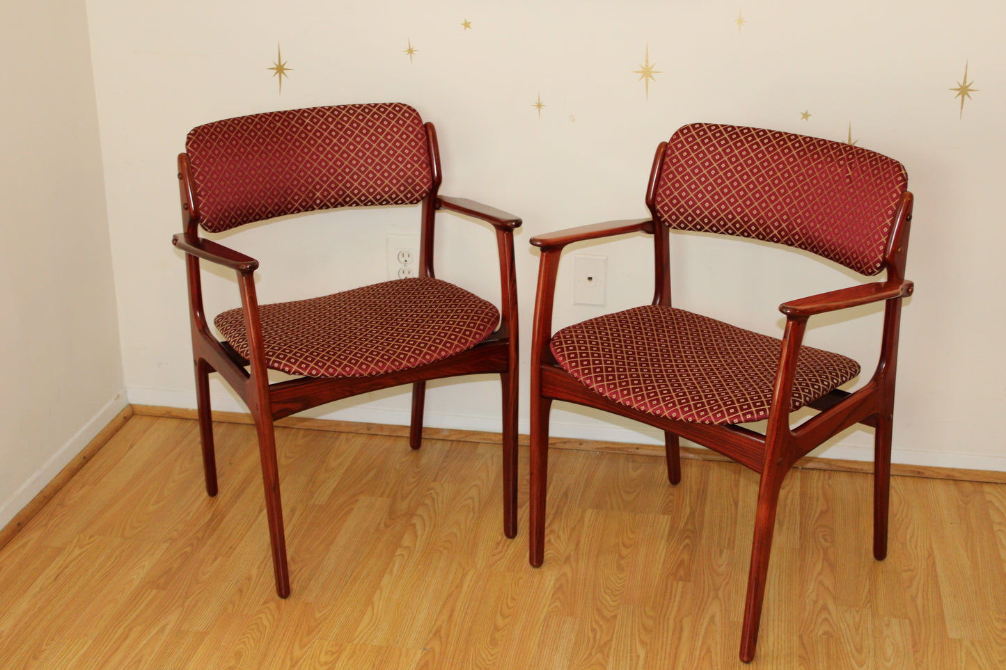 Pair-Danish Rosewood Erik Buch Rosewood Armchairs Model 50