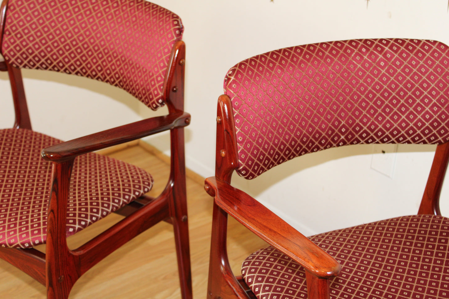 Pair-Danish Rosewood Erik Buch Rosewood Armchairs Model 50
