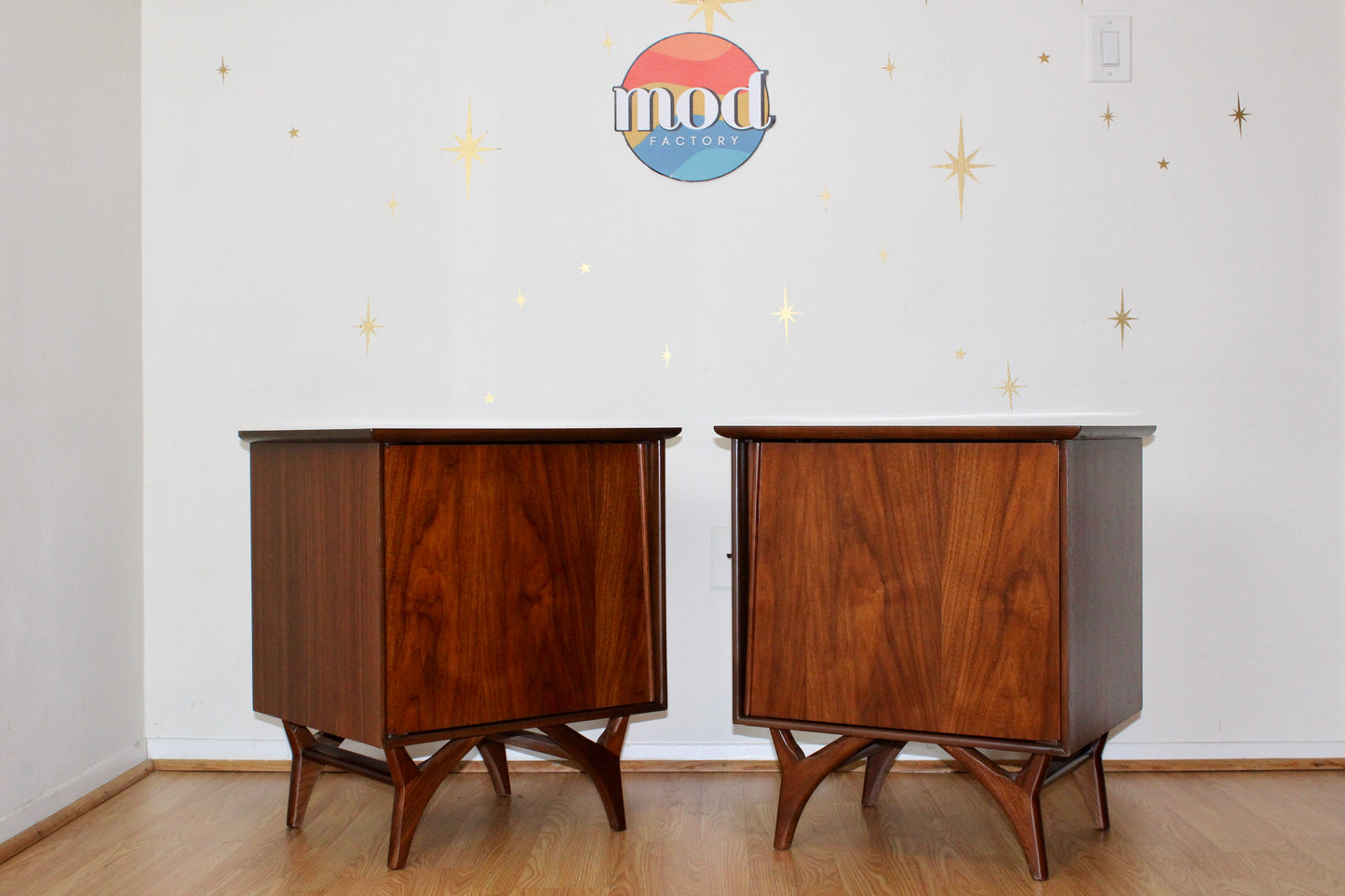 Pair of American Modernist Walnut Nightstands