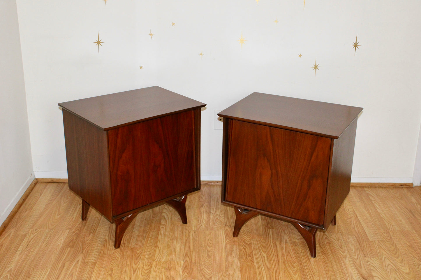 Pair of American Modernist Walnut Nightstands