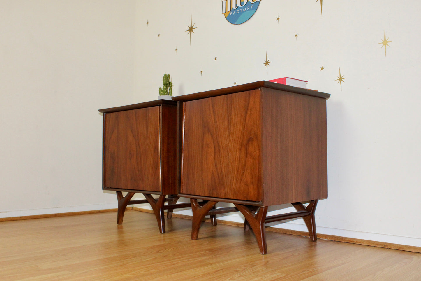 Pair of American Modernist Walnut Nightstands
