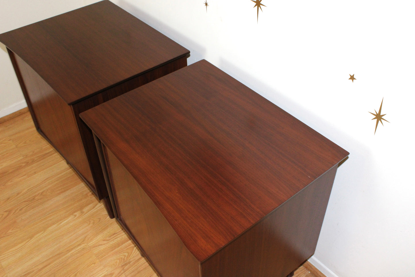 Pair of American Modernist Walnut Nightstands