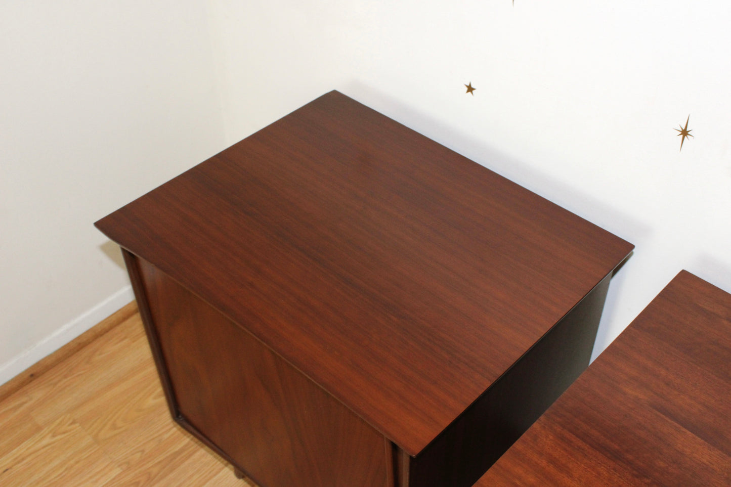 Pair of American Modernist Walnut Nightstands
