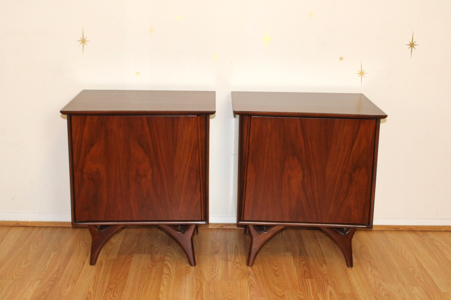Pair of American Modernist Walnut Nightstands