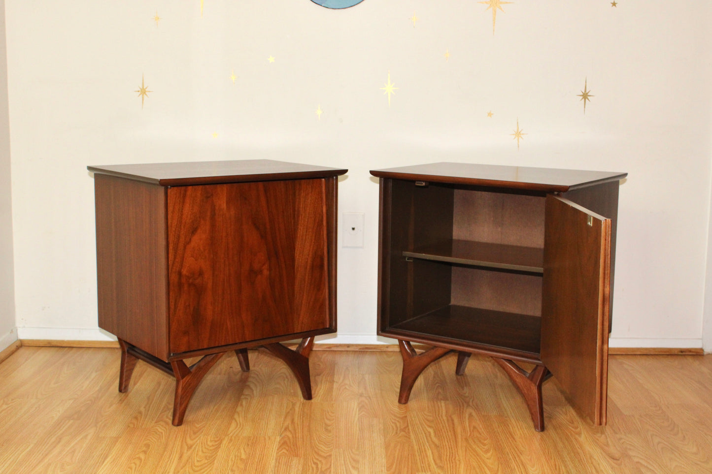 Pair of American Modernist Walnut Nightstands